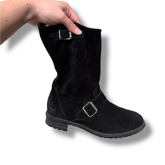 Paul Green Shoes - Paul Green Black Suede Buckle Booties Size 7.5 US